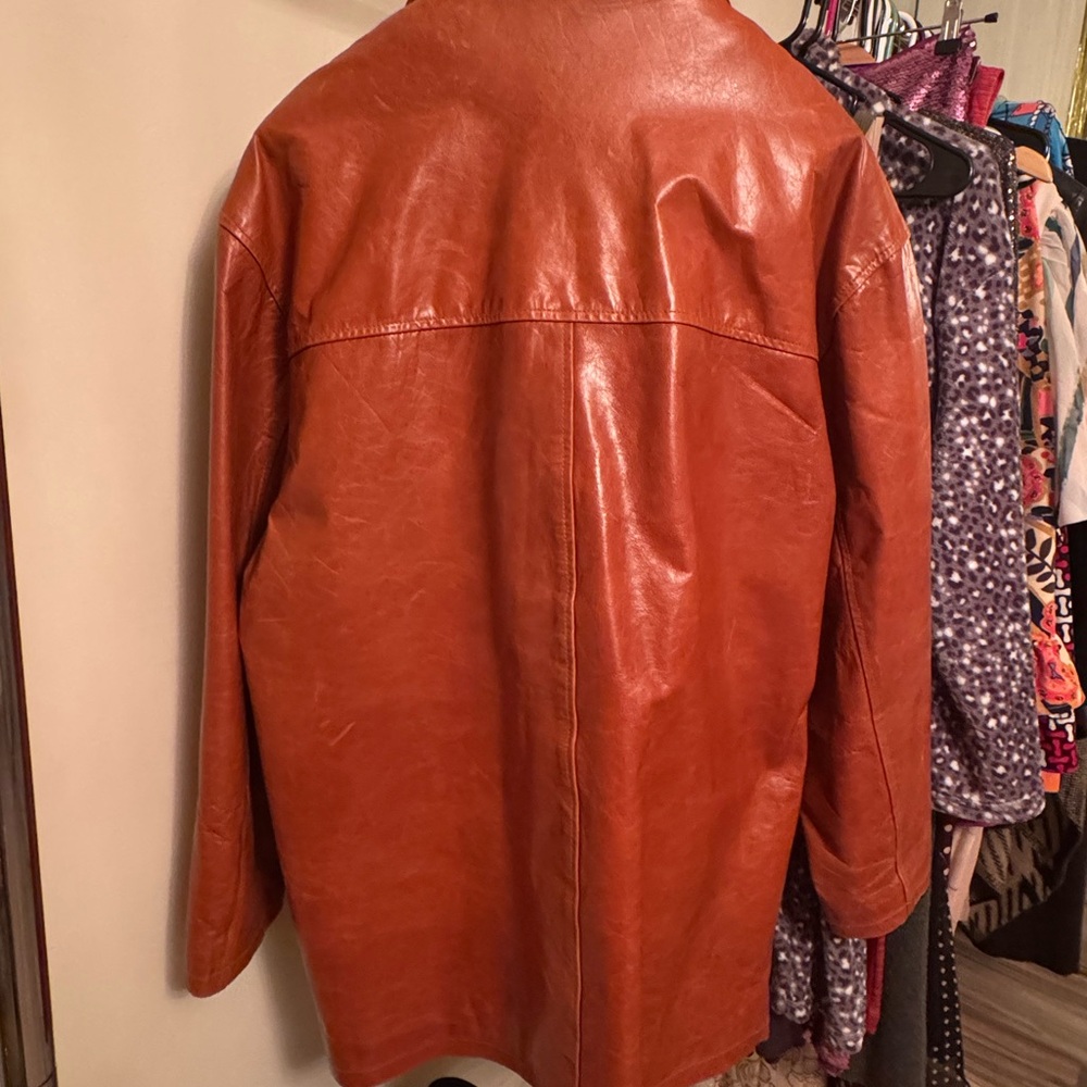 Men's Rust Color Leather Jacket - Picture 3 of 6